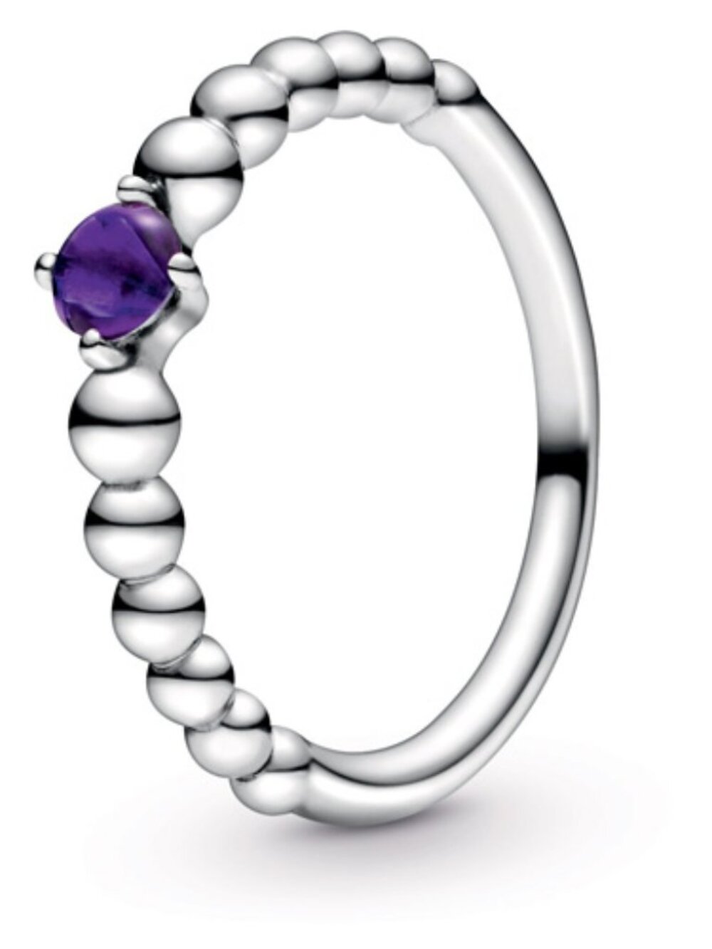 Sterling Silver Purple Beaded Ring Sz 5.25